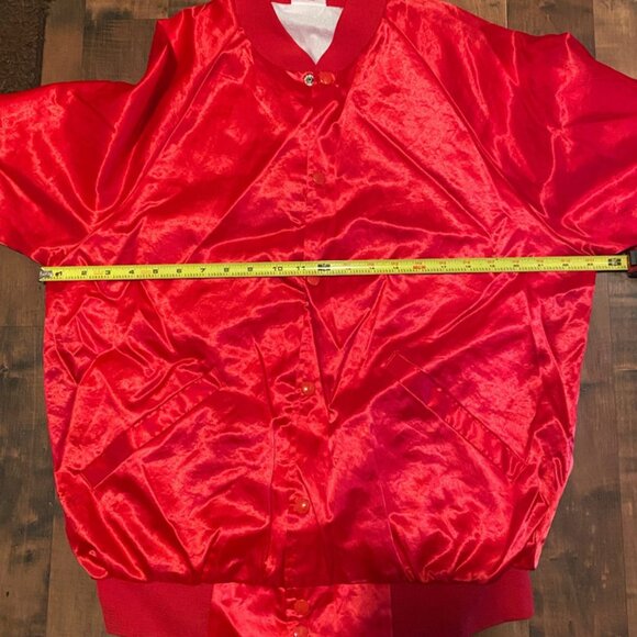 CARDINAL Vintage 50's 60's USA Made RED Satin Jacket Lined Windbreaker Sz.Large - Picture 12 of 15